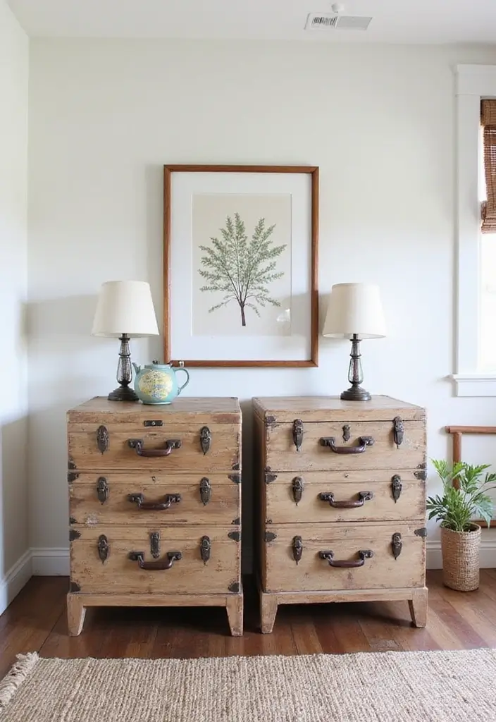 30 Farmhouse Guest Room Inspirations Full of Cozy Charm - 25. Unique Nightstands