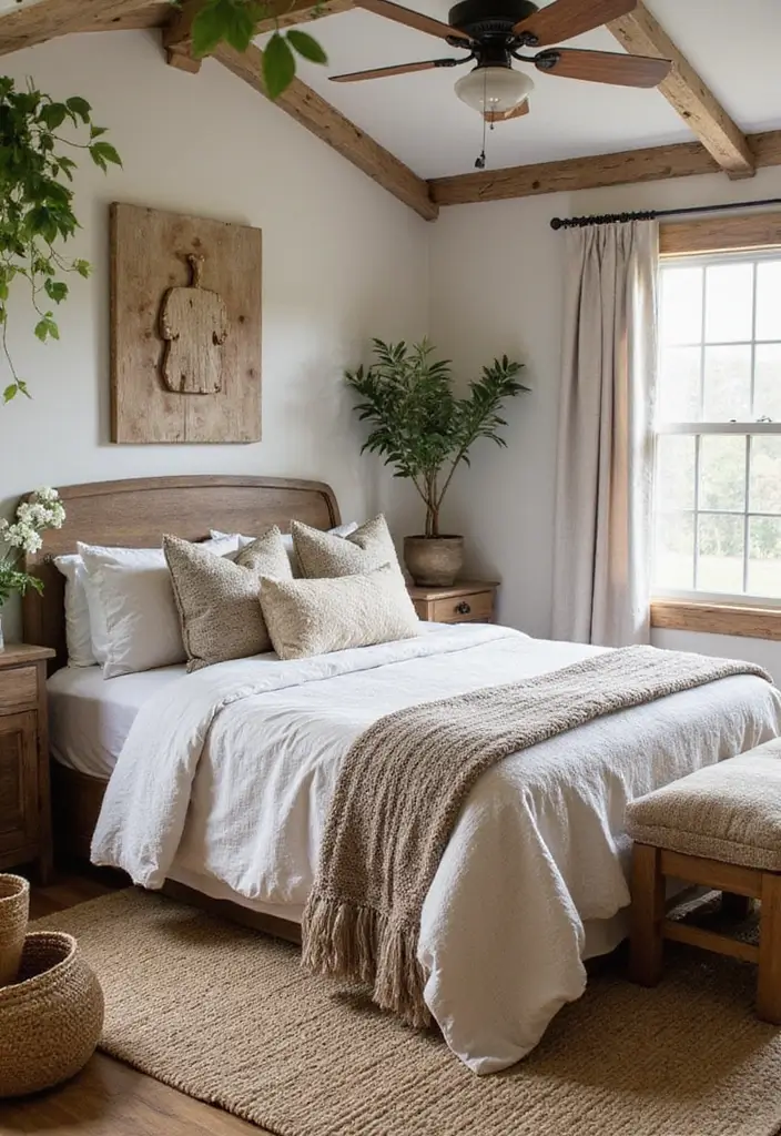 30 Farmhouse Guest Room Inspirations Full of Cozy Charm - 6. Natural Textures