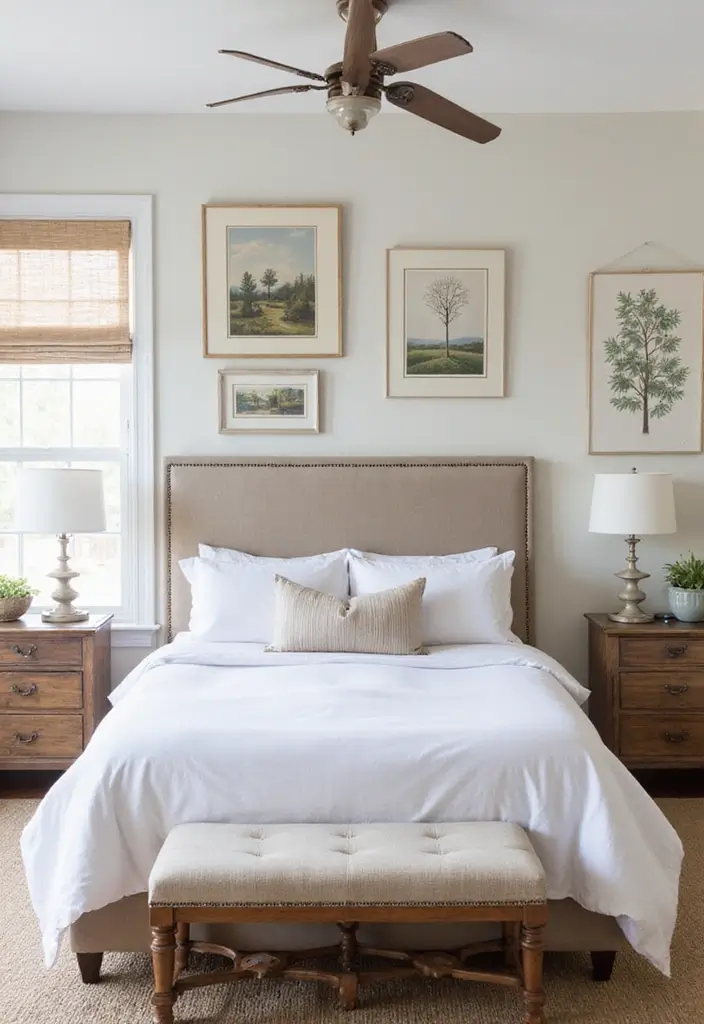 30 Farmhouse Guest Room Inspirations Full of Cozy Charm - 7. Thoughtful Artwork