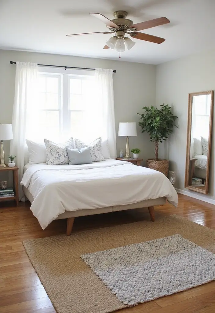 30 Farmhouse Guest Room Inspirations Full of Cozy Charm - 9. Layered Rugs