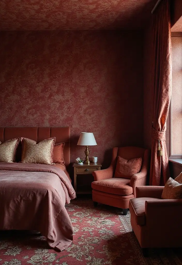 30 Guest Room Wallpaper Designs That Transform the Walls 11 30 Guest Room Wallpaper Designs That Transform the Walls - 11. Luxurious Velvet