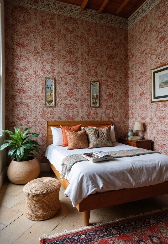 30 Guest Room Wallpaper Designs That Transform the Walls 18 30 Guest Room Wallpaper Designs That Transform the Walls - 18. Cultural Inspirations