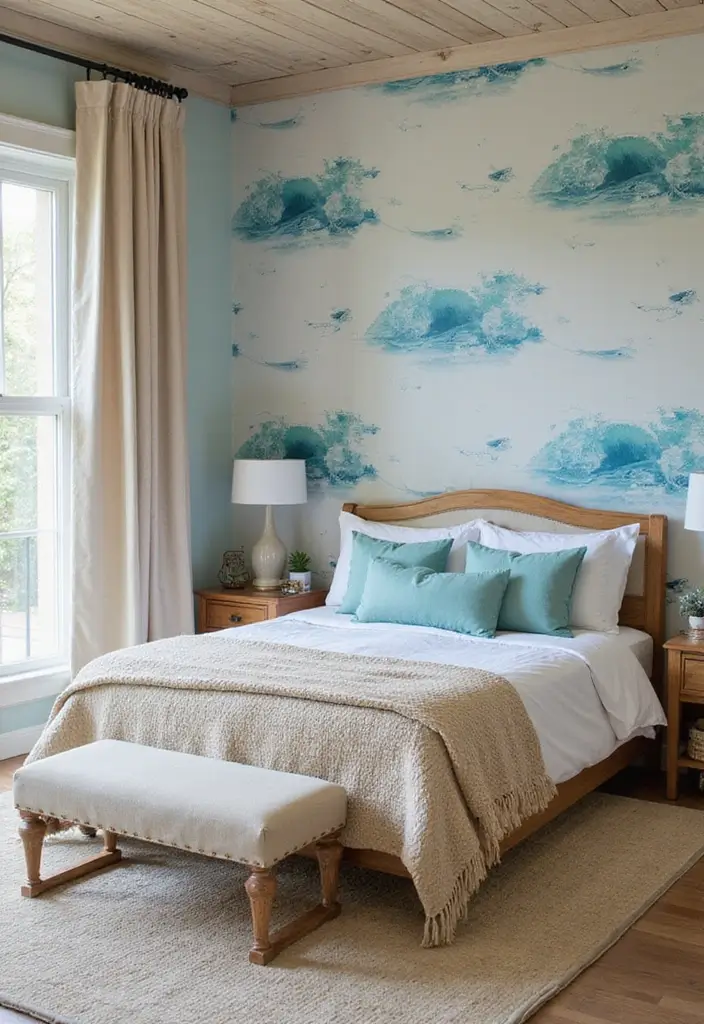 30 Guest Room Wallpaper Designs That Transform the Walls 19 30 Guest Room Wallpaper Designs That Transform the Walls - 19. Oceanic Themes