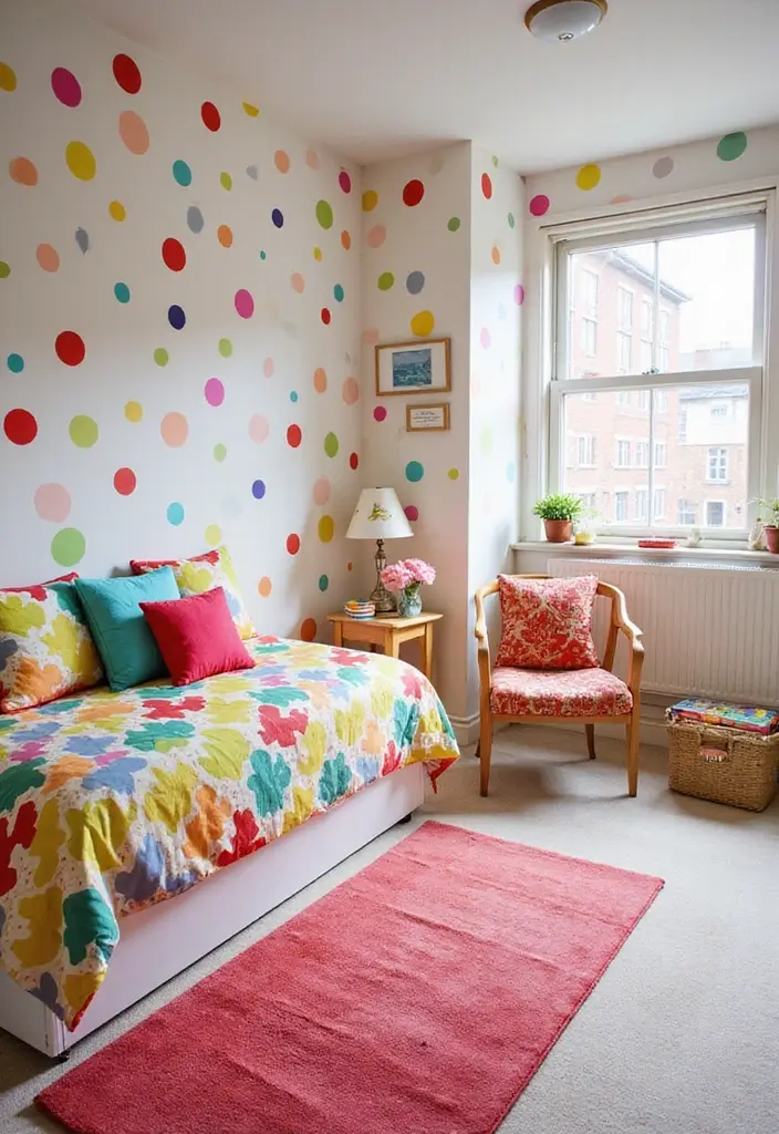 30 Guest Room Wallpaper Designs That Transform the Walls 22 30 Guest Room Wallpaper Designs That Transform the Walls - 22. Playful Polka Dots
