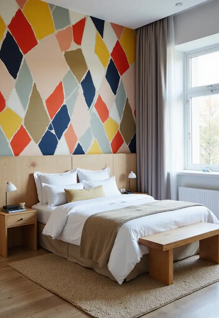 30 Guest Room Wallpaper Designs That Transform the Walls 3 30 Guest Room Wallpaper Designs That Transform the Walls - 3. Geometric Shapes
