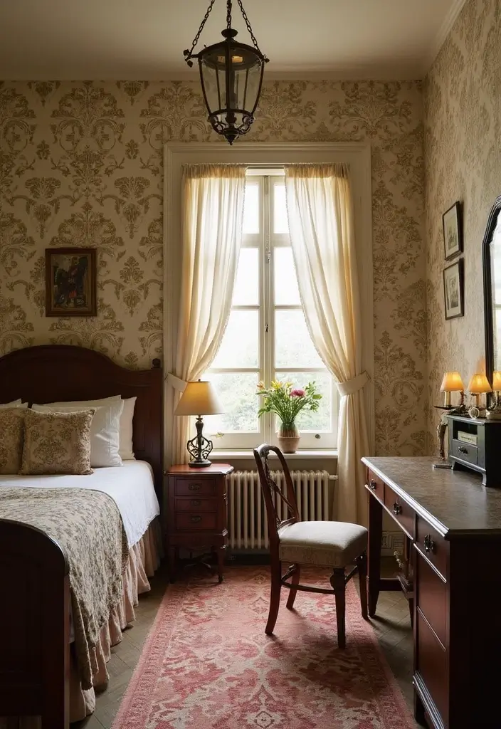 30 Guest Room Wallpaper Designs That Transform the Walls 5 30 Guest Room Wallpaper Designs That Transform the Walls - 5. Vintage Charm