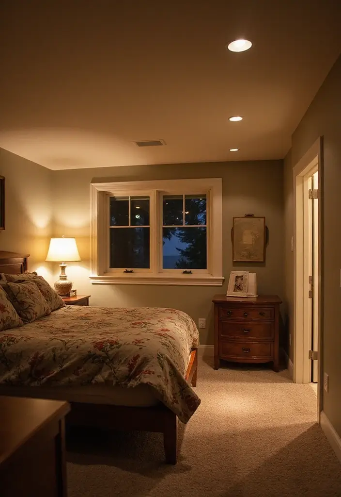 30 Guest Room in Basement Ideas That Look Bright and Cozy - 11. Layered Lighting Designs