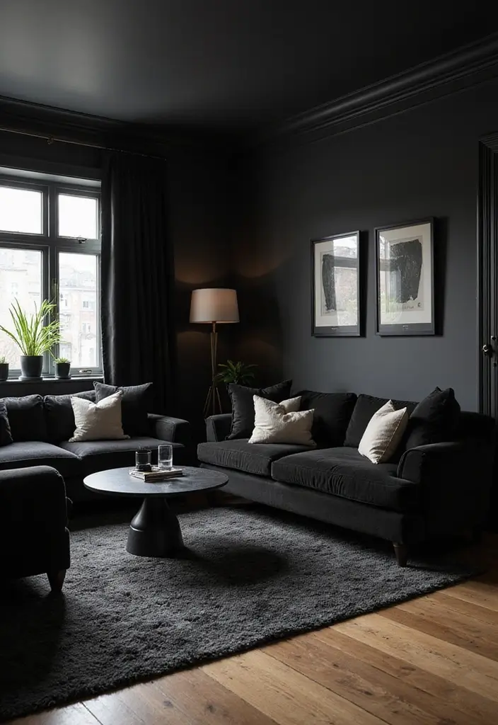 30 Guest Room in Basement Ideas That Look Bright and Cozy - 26. Dramatic Black Accents
