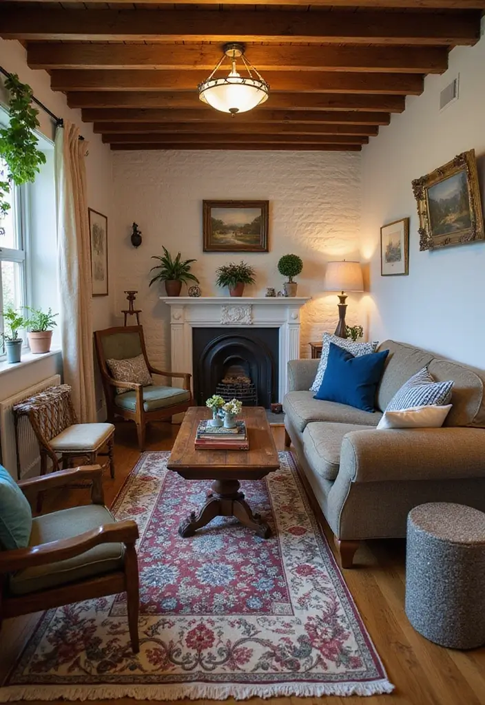 30 Guest Room in Basement Ideas That Look Bright and Cozy - 30. Vintage Furniture Mix