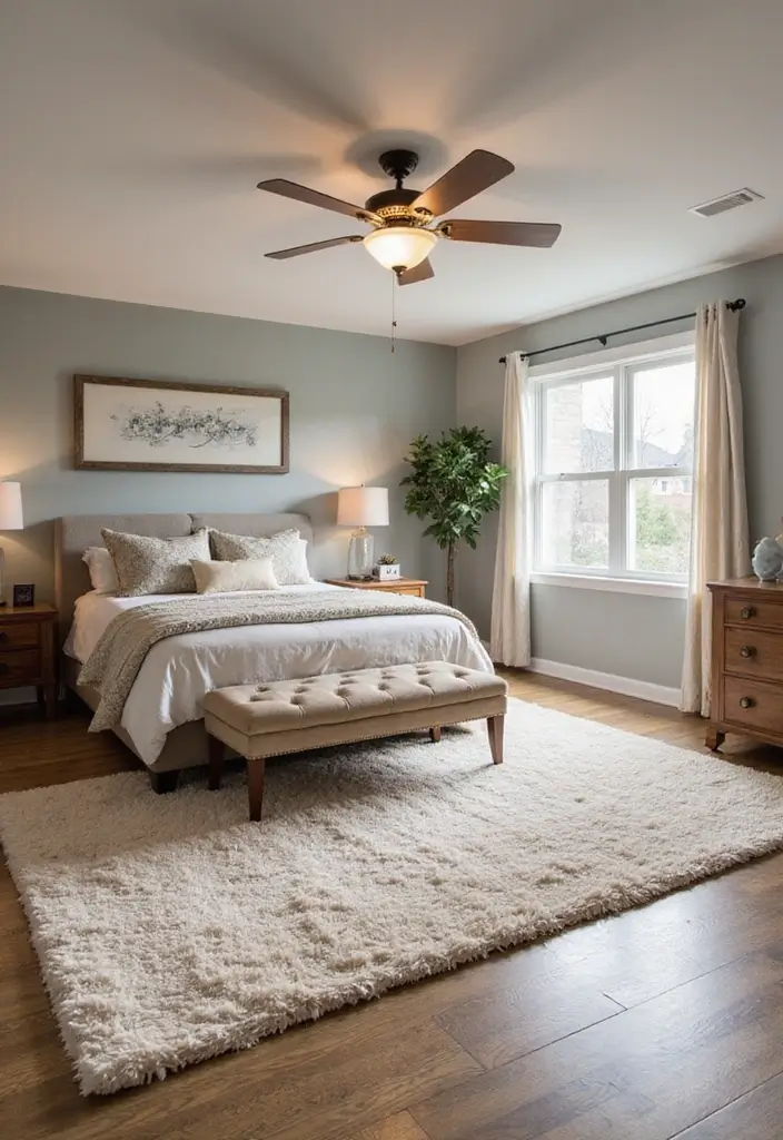 30 Guest Room in Basement Ideas That Look Bright and Cozy - 7. Area Rugs for Warmth