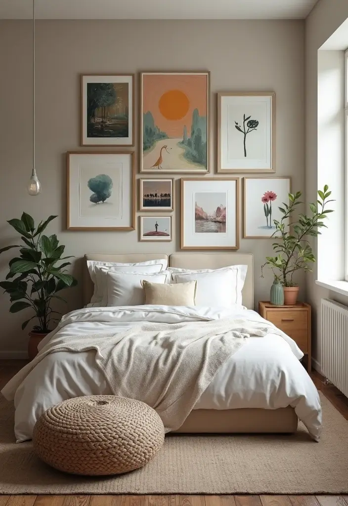 30 Guest Room in Basement Ideas That Look Bright and Cozy - 8. Personal Touches with Artwork