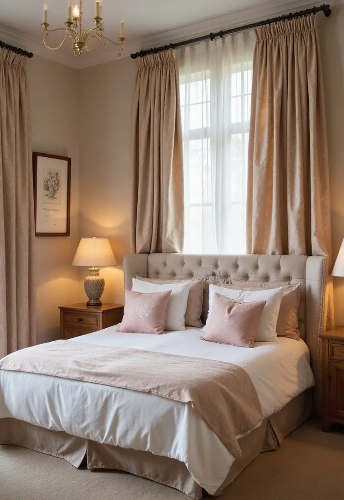 30 Moody Guest Room Inspirations That Feel Cozy and Elegant - 12. A Touch of Luxe with Silk