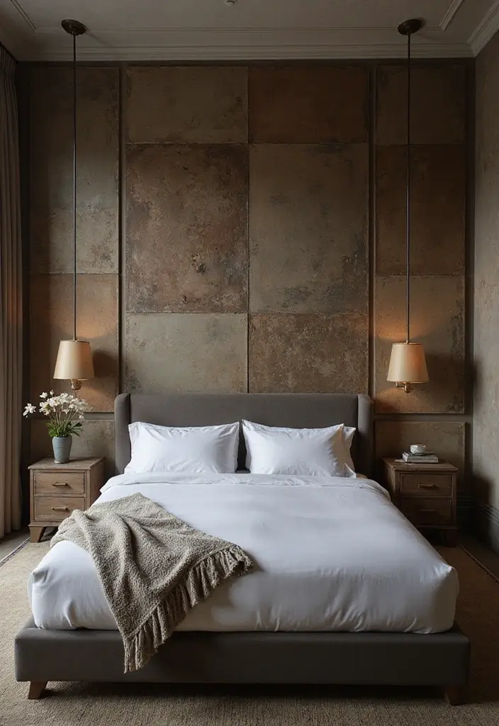 30 Moody Guest Room Inspirations That Feel Cozy and Elegant - 14. Artistic Wall Panels