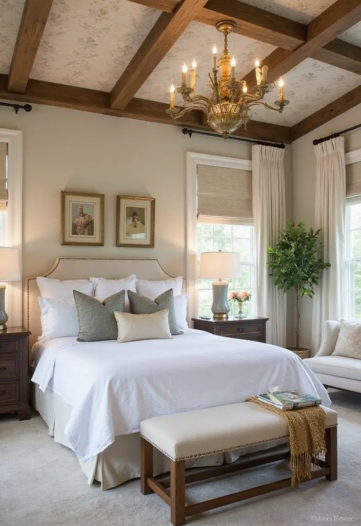 30 Moody Guest Room Inspirations That Feel Cozy and Elegant - 24. Stunning Ceiling Treatments