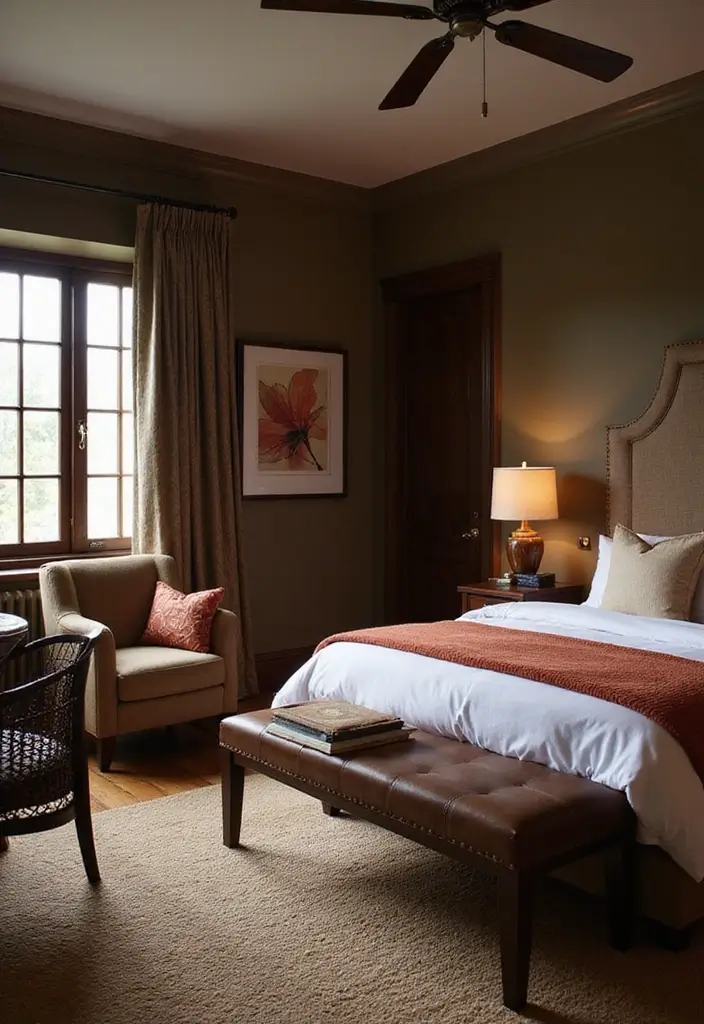 30 Moody Guest Room Inspirations That Feel Cozy and Elegant - 5. Dark Wood Accents