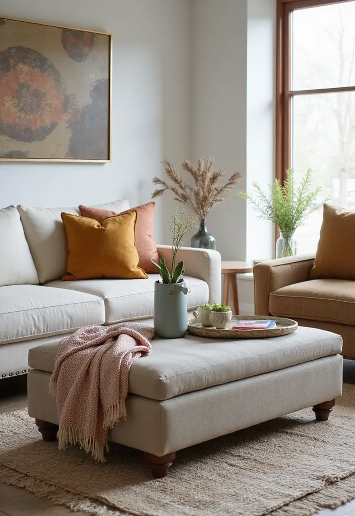 30 Multipurpose Guest Room Ideas That Save Space - 5. Compact Storage Ottomans