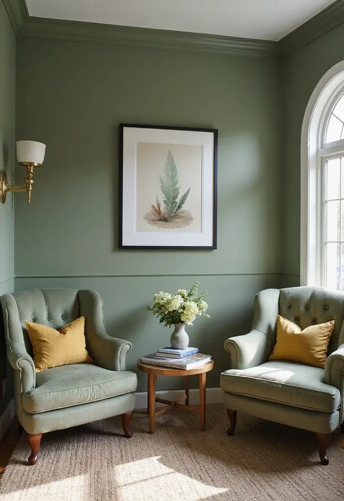 30 Sage Green Guest Room Inspirations That Feel Soft and Calm 13 30 Sage Green Guest Room Inspirations That Feel Soft and Calm - 13. Elegant Accent Chairs