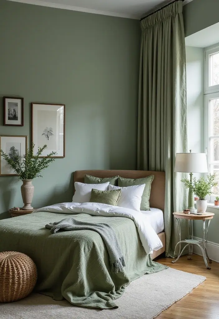 30 Sage Green Guest Room Inspirations That Feel Soft and Calm 20 30 Sage Green Guest Room Inspirations That Feel Soft and Calm - 20. Tasteful Decorative Accents