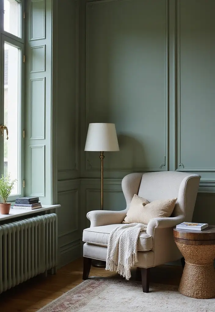 30 Sage Green Guest Room Inspirations That Feel Soft and Calm 5 30 Sage Green Guest Room Inspirations That Feel Soft and Calm - 5. Cozy Reading Nook