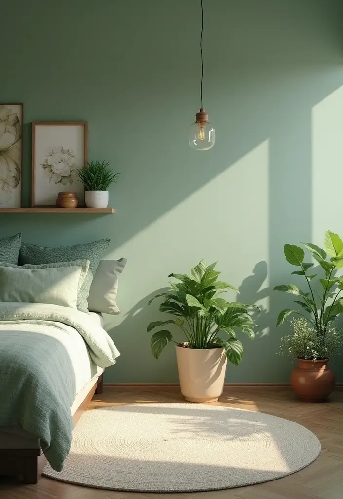 30 Sage Green Guest Room Inspirations That Feel Soft and Calm 9 30 Sage Green Guest Room Inspirations That Feel Soft and Calm - 9. Fresh Flowers and Greenery