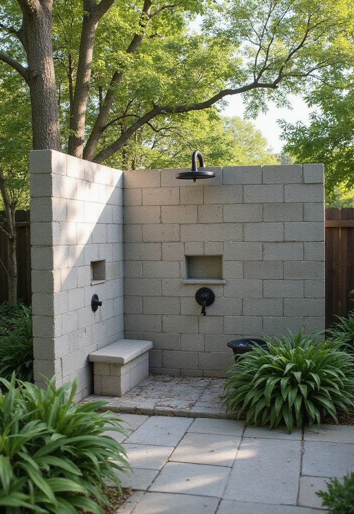 12 Backyard Cinder Block Ideas for Affordable Creative Builds 100 12 Backyard Cinder Block Ideas for Affordable Creative Builds - 10. DIY Outdoor Shower
