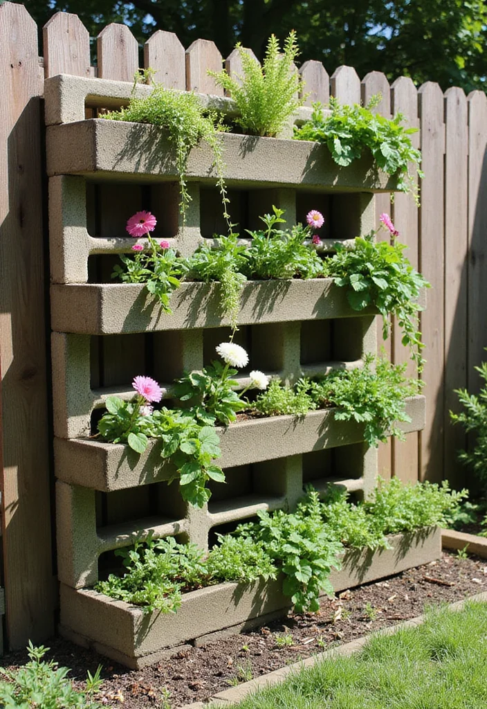 12 Backyard Cinder Block Ideas for Affordable Creative Builds 34 12 Backyard Cinder Block Ideas for Affordable Creative Builds - 4. Vertical Garden