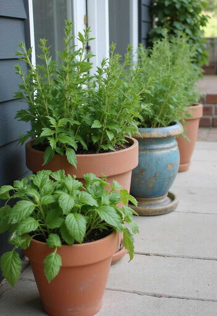 12 Backyard Porch Ideas for Warm Inviting Outdoor Living 10. Potted Herbs for Fresh Flavors