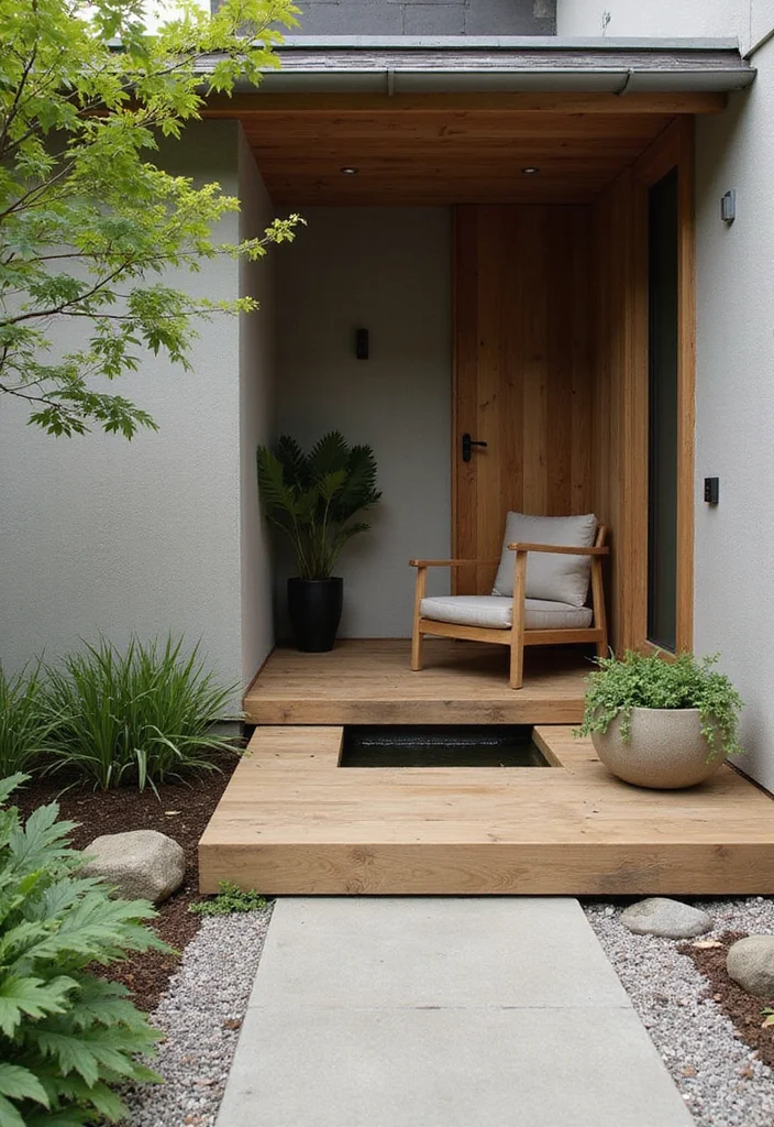 12 Backyard Porch Ideas for Warm Inviting Outdoor Living 6. Minimalist Zen Space