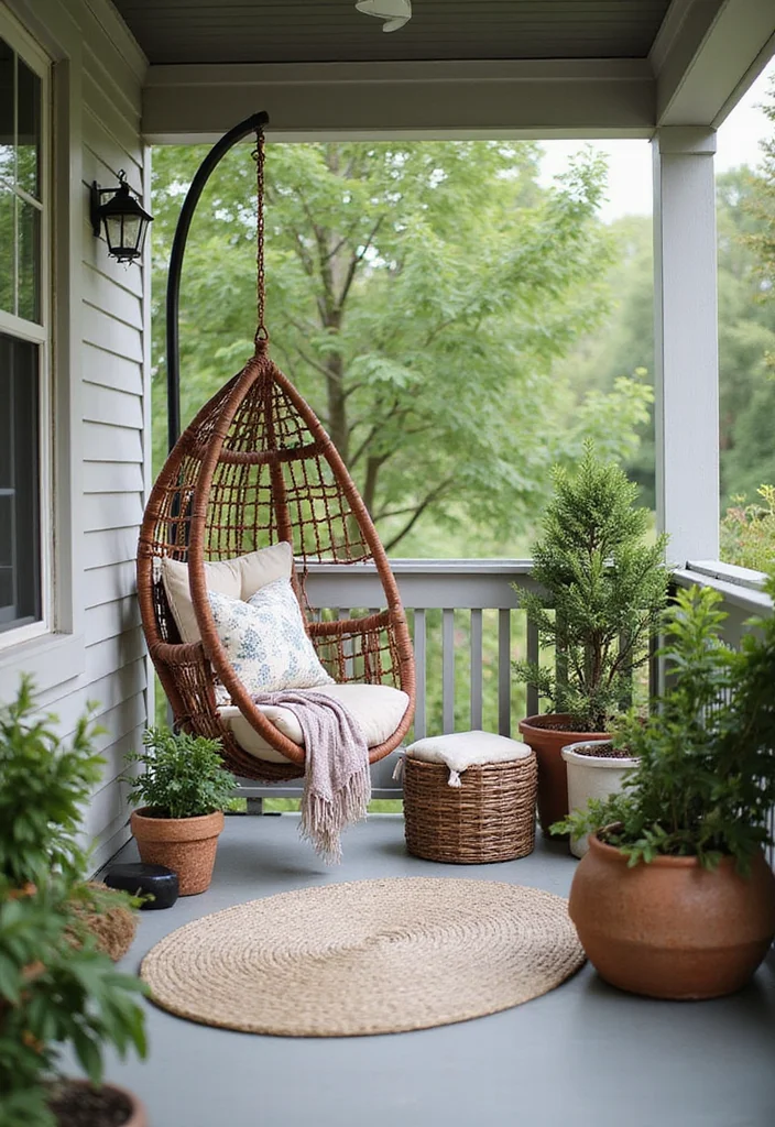 12 Backyard Porch Ideas for Warm Inviting Outdoor Living 9. Hanging Chairs for Relaxation