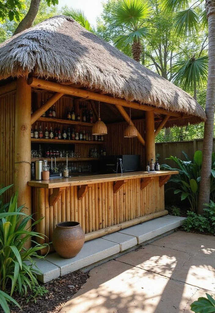 12 Backyard Tiki Bar Ideas for Fun Tropical Entertaining Spaces 100 12 Backyard Tiki Bar Ideas for Fun Tropical Entertaining Spaces 10. Incorporate Natural Elements