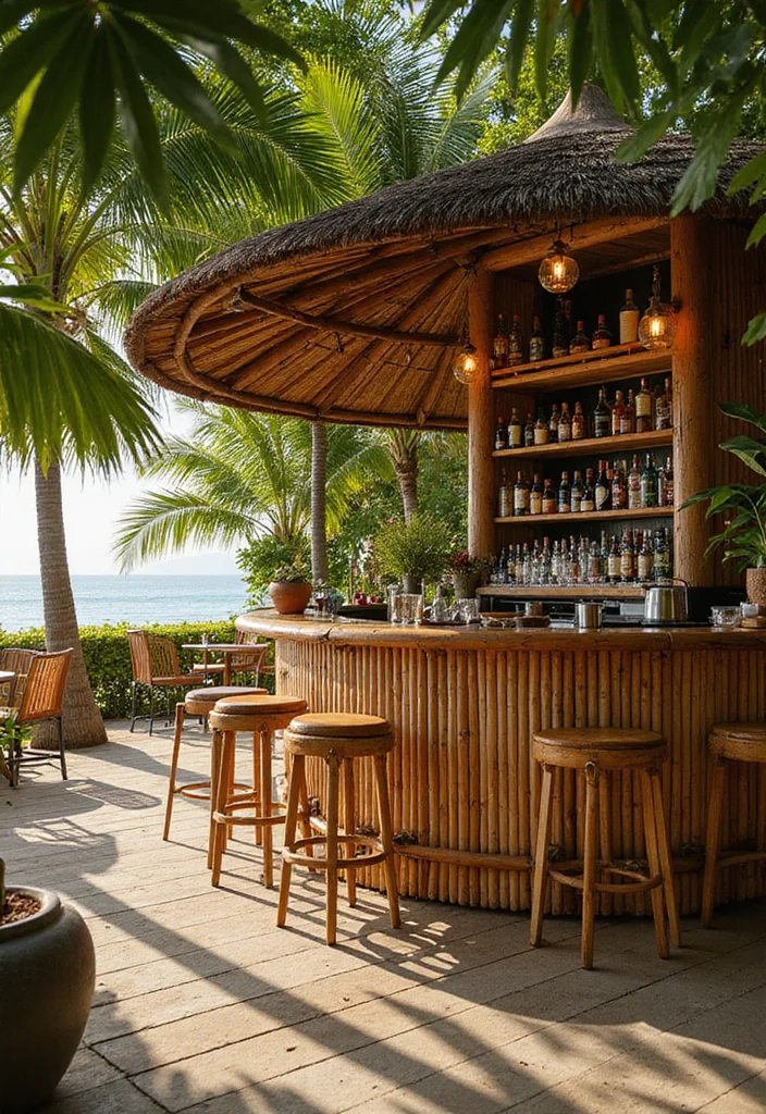 12 Backyard Tiki Bar Ideas for Fun Tropical Entertaining Spaces 34 12 Backyard Tiki Bar Ideas for Fun Tropical Entertaining Spaces 4. Bamboo Bar Structure