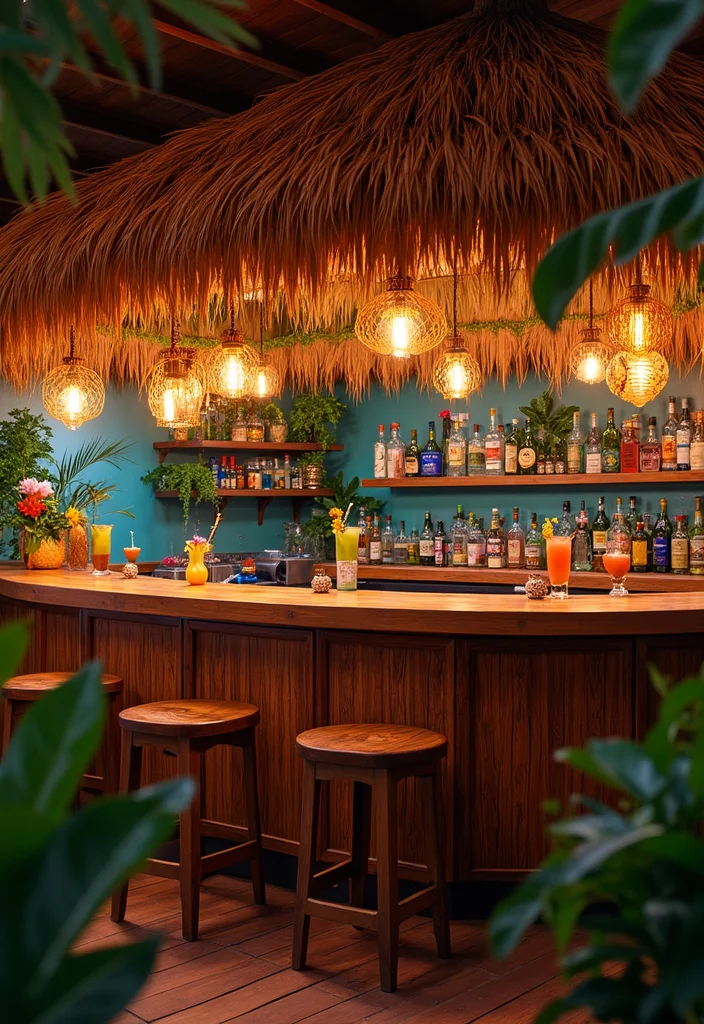 12 Backyard Tiki Bar Ideas for Fun Tropical Entertaining Spaces 67 12 Backyard Tiki Bar Ideas for Fun Tropical Entertaining Spaces 7. Tropical Bar Decor