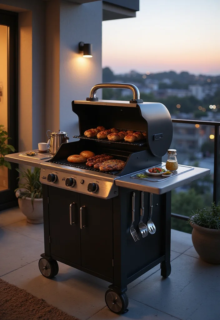 12 Balcony Kitchen Ideas for Compact Clever Outdoor Cooking 2. Compact Grill Stations