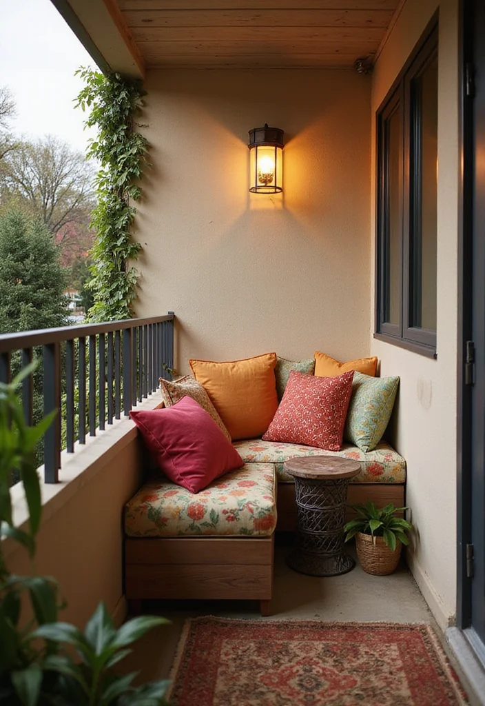 12 Balcony Kitchen Ideas for Compact Clever Outdoor Cooking 4. Built in Seating