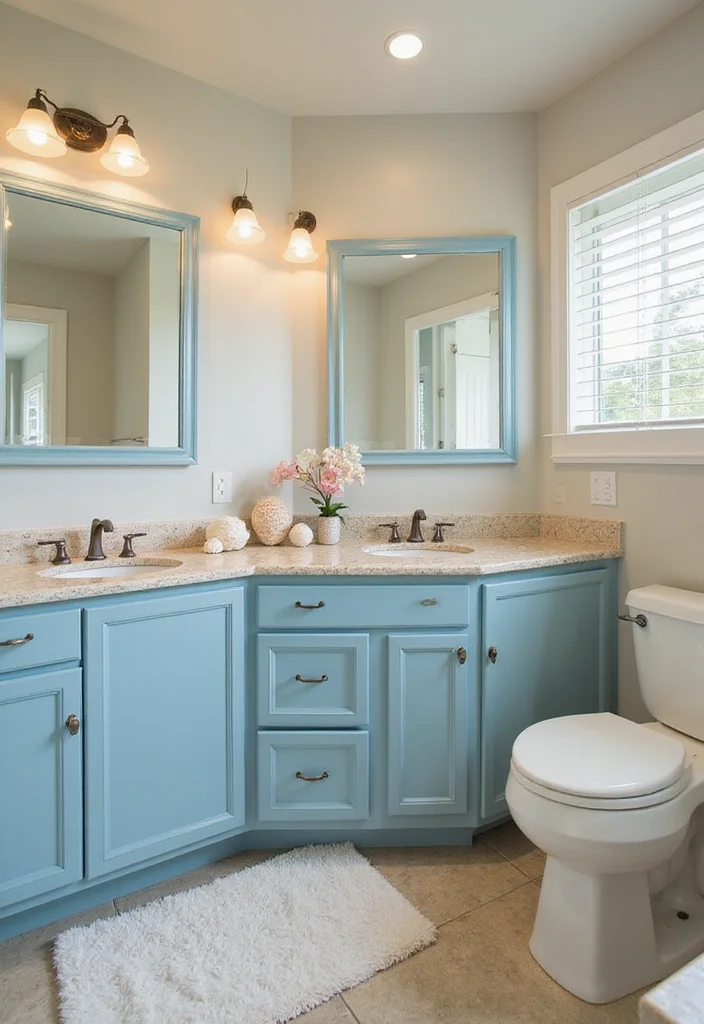 12 Bathroom Cabinet Color Ideas for Fresh Updated Style 2. Ocean Blue Bliss
