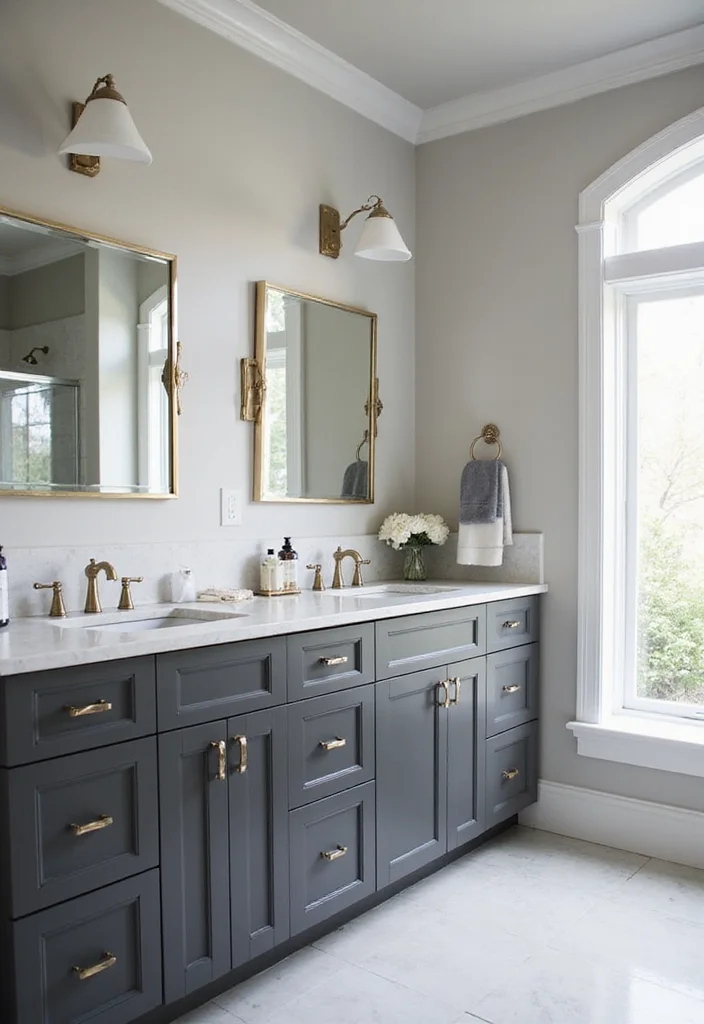 12 Bathroom Cabinet Color Ideas for Fresh Updated Style 3. Charcoal Gray Elegance