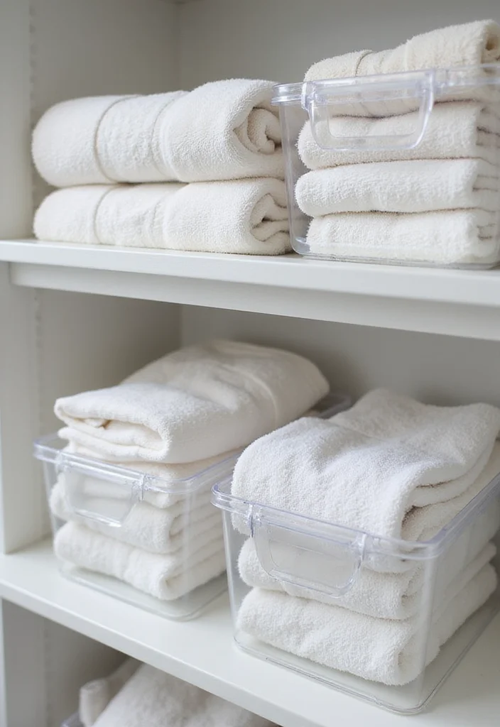 12 Bathroom Towel Storage Ideas for Neat Organized Everyday Use 10. Clear Storage Bins