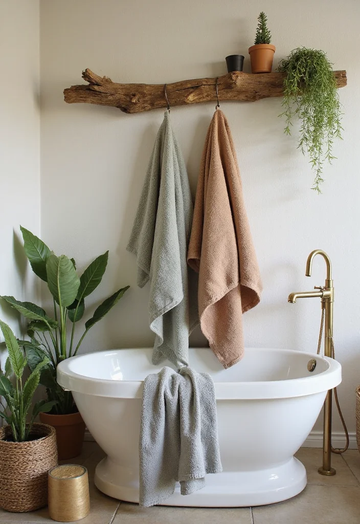 12 Bathroom Towel Storage Ideas for Neat Organized Everyday Use 6. Hanging Towel Rack with a Twist
