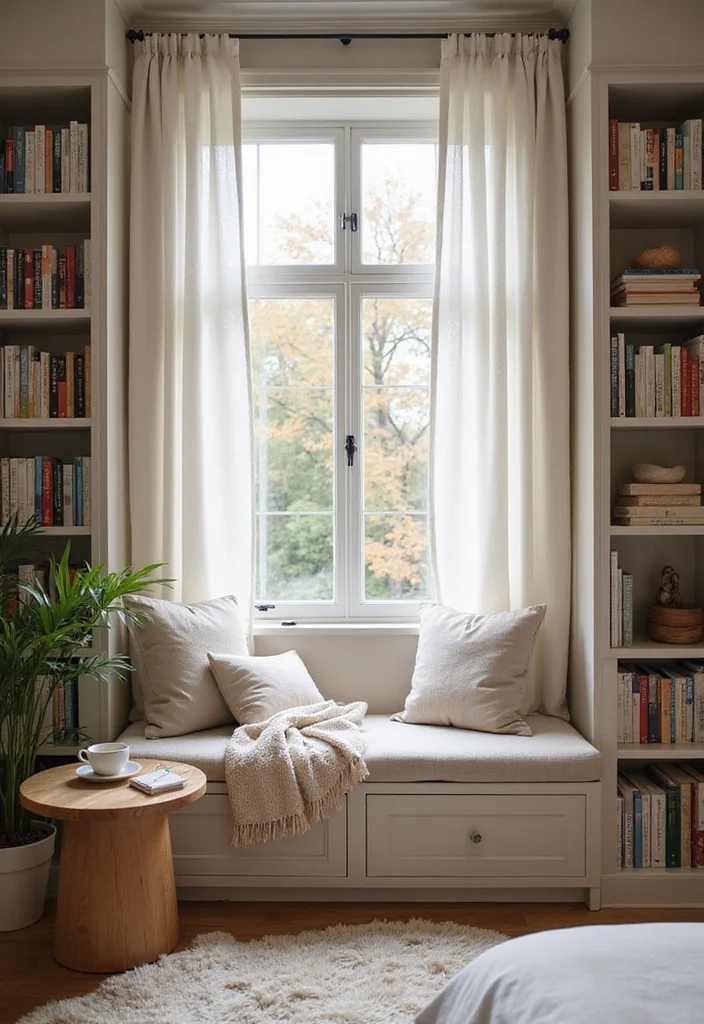 12 Bedroom Sitting Area Ideas for Cozy Relaxed Corners - 1. Cozy Reading Nook with a Window Seat