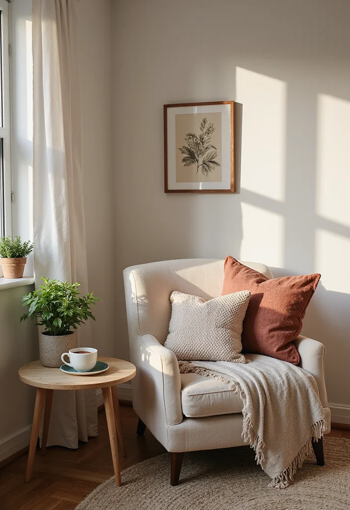 12 Bedroom Sitting Area Ideas for Cozy Relaxed Corners - 3. Plush Armchair with Side Table Setup