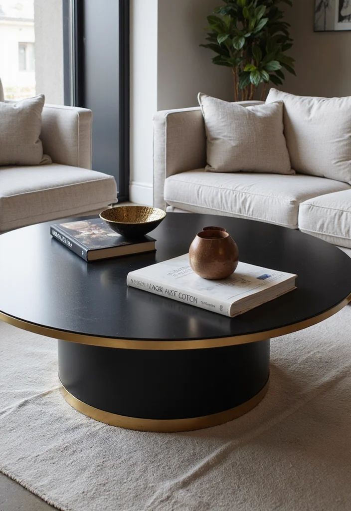 12 Black and Gold Living Room Ideas for Bold Modern Glamour 3. Chic Coffee Table