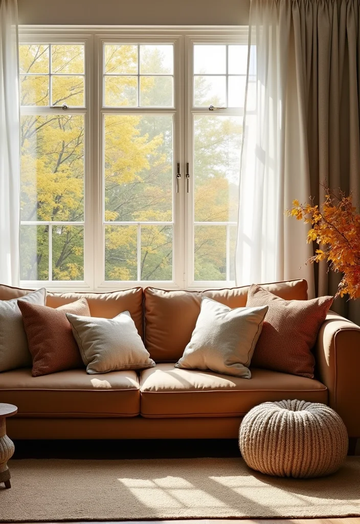 12 Brown Sofa Living Room Ideas for Soft Earthy Inviting Style 12. Seasonal Decor Switch