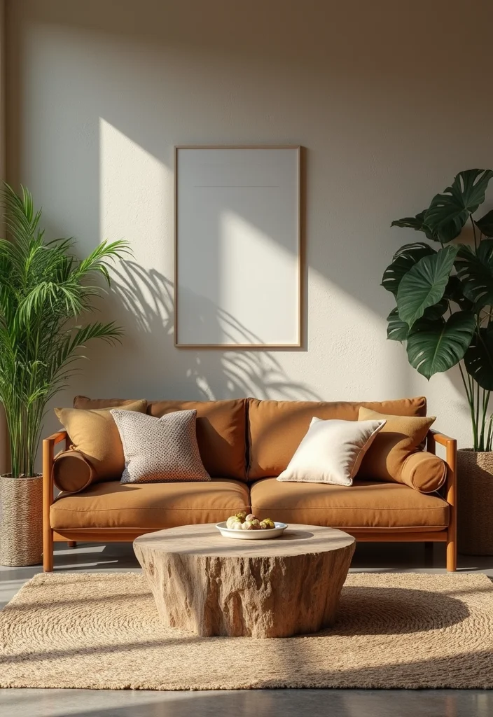 12 Brown Sofa Living Room Ideas for Soft Earthy Inviting Style 5. Incorporate Natural Elements