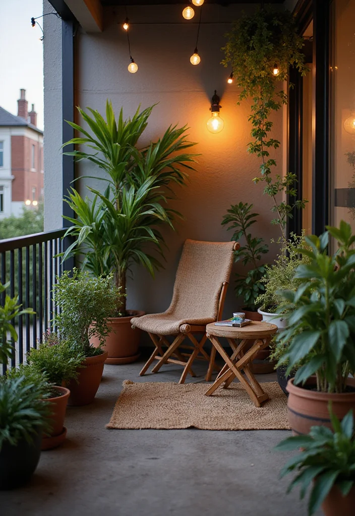 12 Cozy Backyard Sitting Area Ideas for Relaxed Corners 10. Compact Balcony Retreat