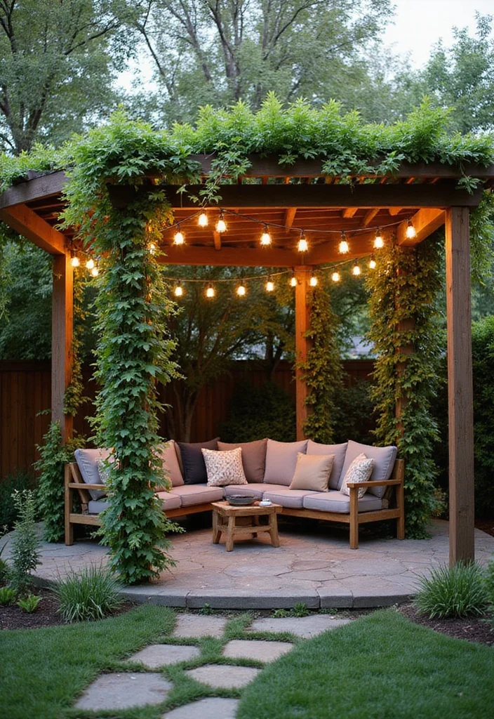 12 Cozy Backyard Sitting Area Ideas for Relaxed Corners 7. Pergola Paradise