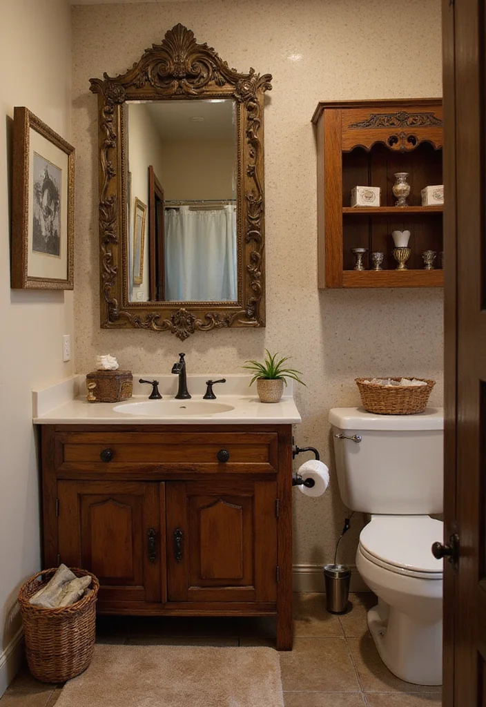 12 Indian Bathroom Ideas for Warm Practical Cultural Style - 10. Vintage Elements