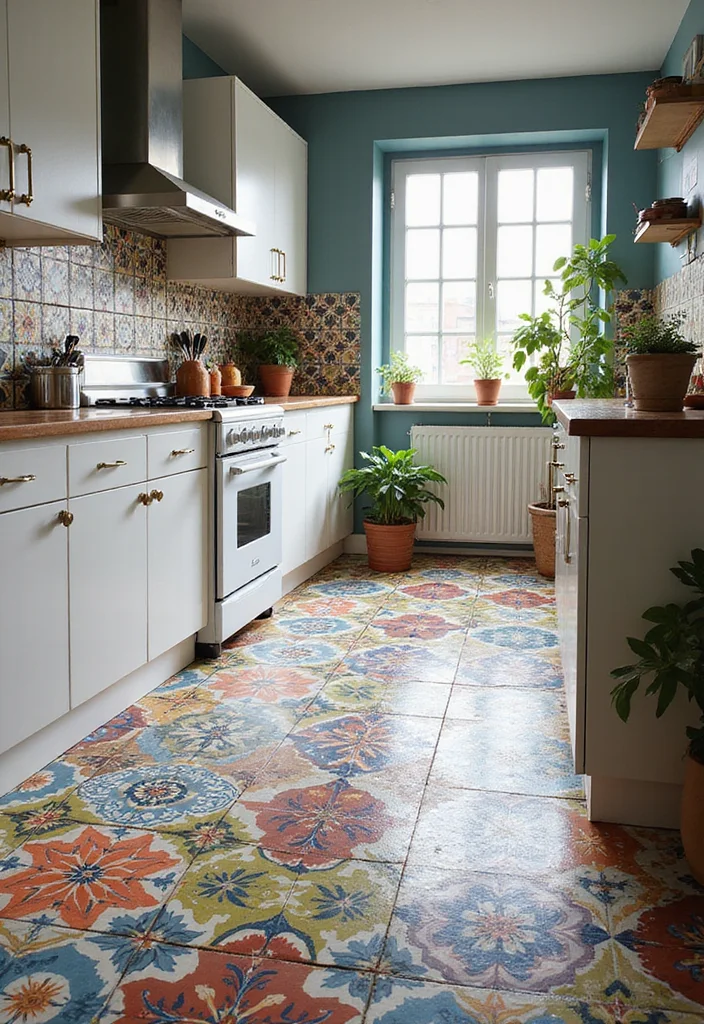 12 Kitchen Floor Tiles Ideas for Durable Stylish Living 4. Colorful Cement Tiles