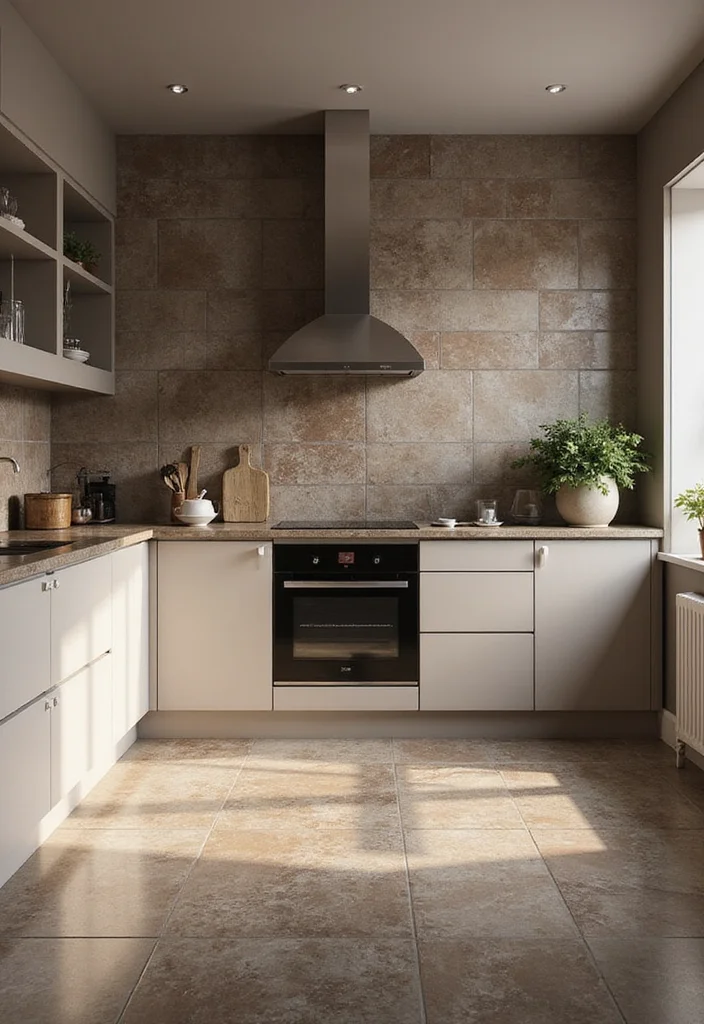 12 Kitchen Floor Tiles Ideas for Durable Stylish Living 8. Stone Look Porcelain Tiles