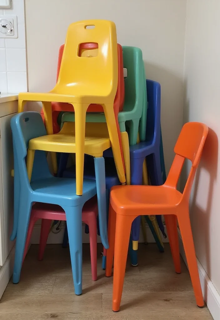 12 Kitchen Furniture Ideas for Practical Comfortable Use - 4. Stackable Chairs