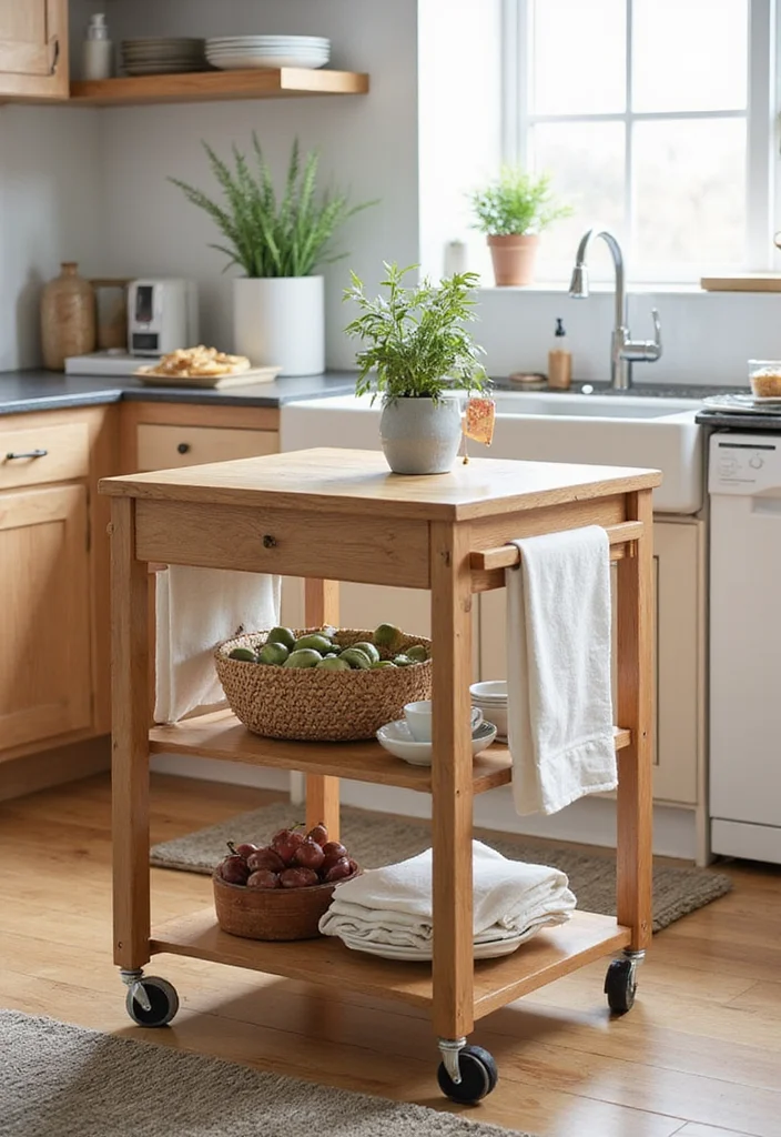 12 Kitchen Furniture Ideas for Practical Comfortable Use - 8. Rolling Kitchen Cart